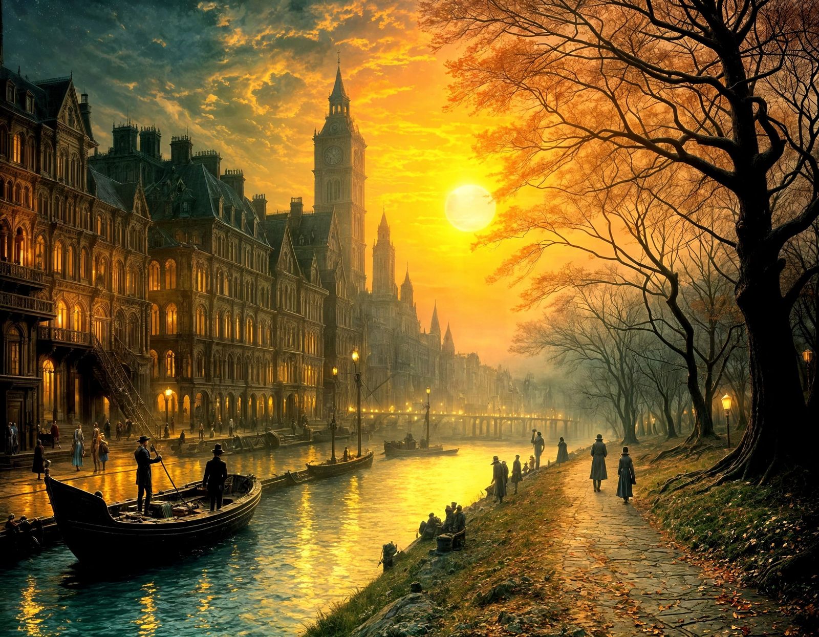 Twilight Stroll Along the Riverbank