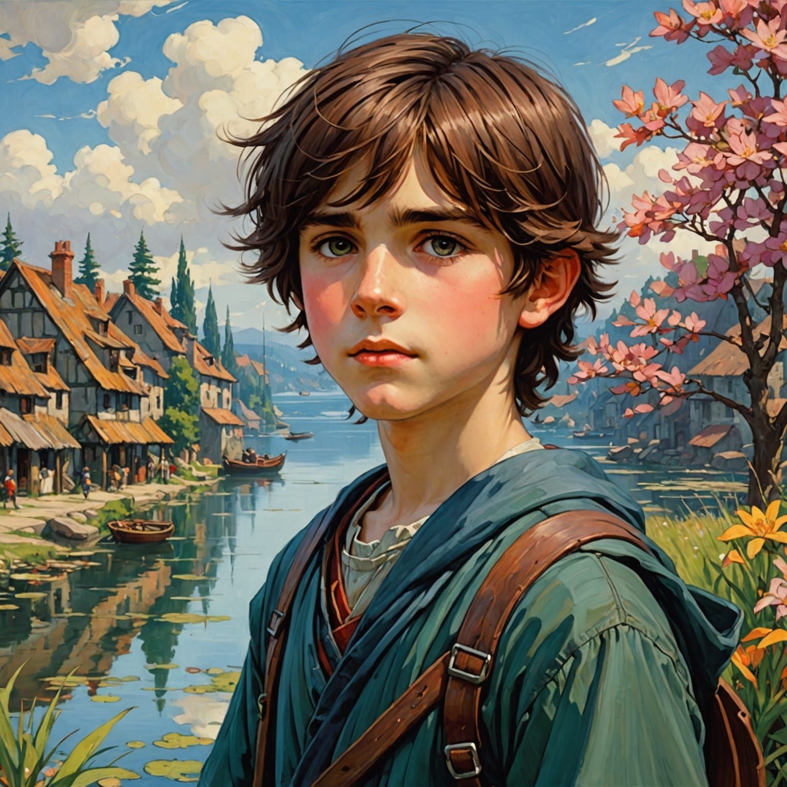 Lovely Boy Basks in Springtime Serenity