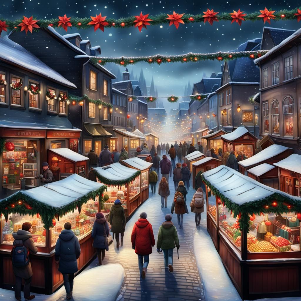 Christmas Market in Urban Fantasy Poinsettia City