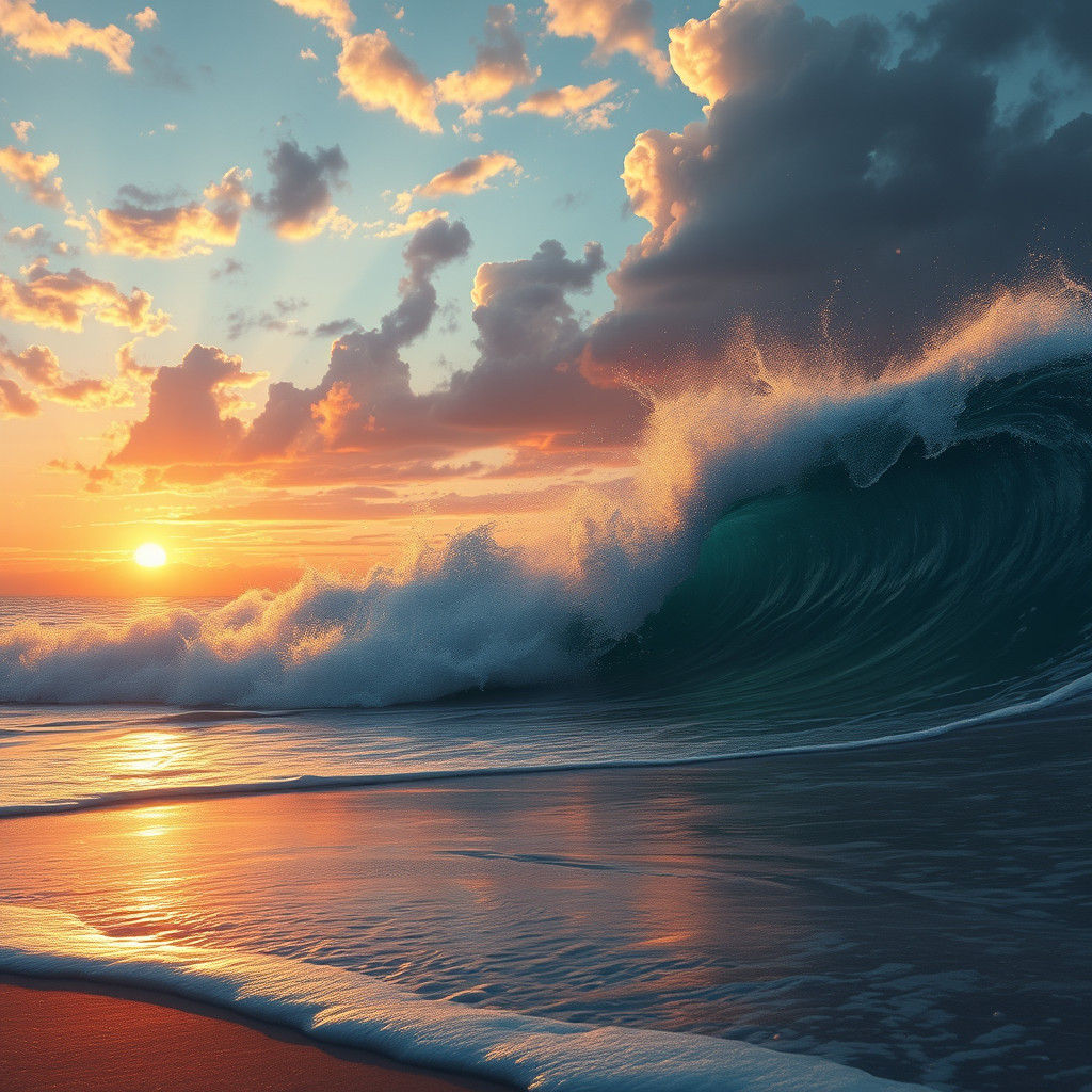 Beach Sunset in Detailed Matte Painting Style