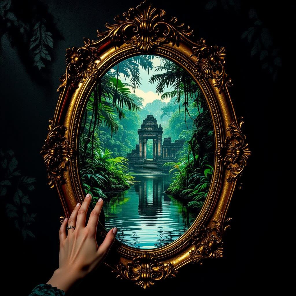 Victorian Mirror Reflects Jungle Ruins