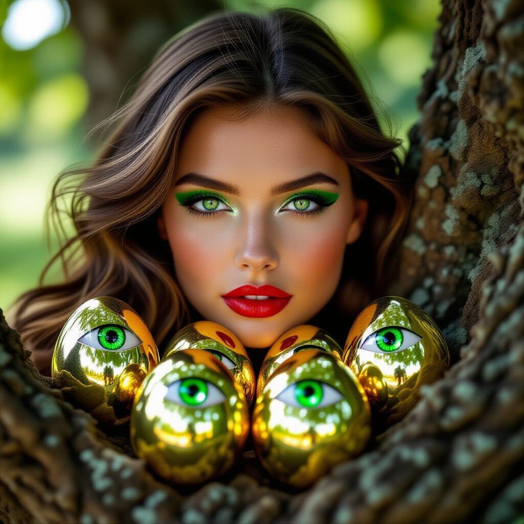 Golden Crystal Eggs with Neon Features