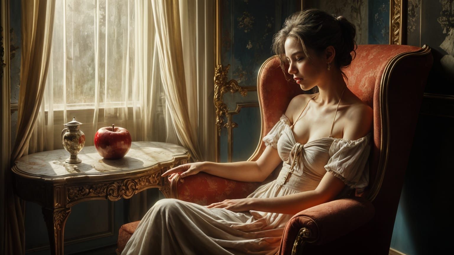 Surrealist Still Life with Hidden Apple