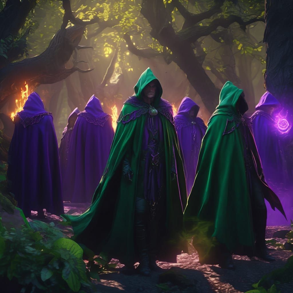 Mystical Coven of Witches in Fantasy Art Style