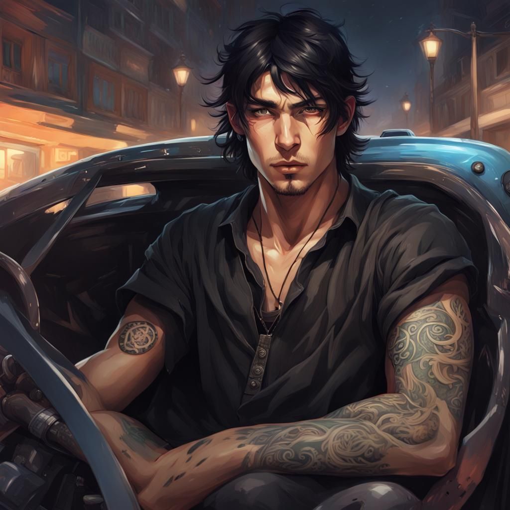 Young Man in Race Car: Hyperdetailed Digital Portrait