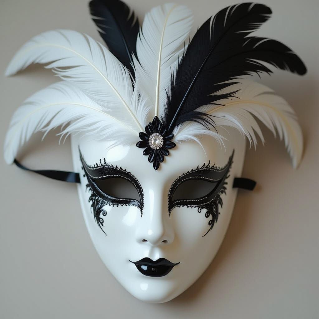 Swan Masquerade Mask with Feathers