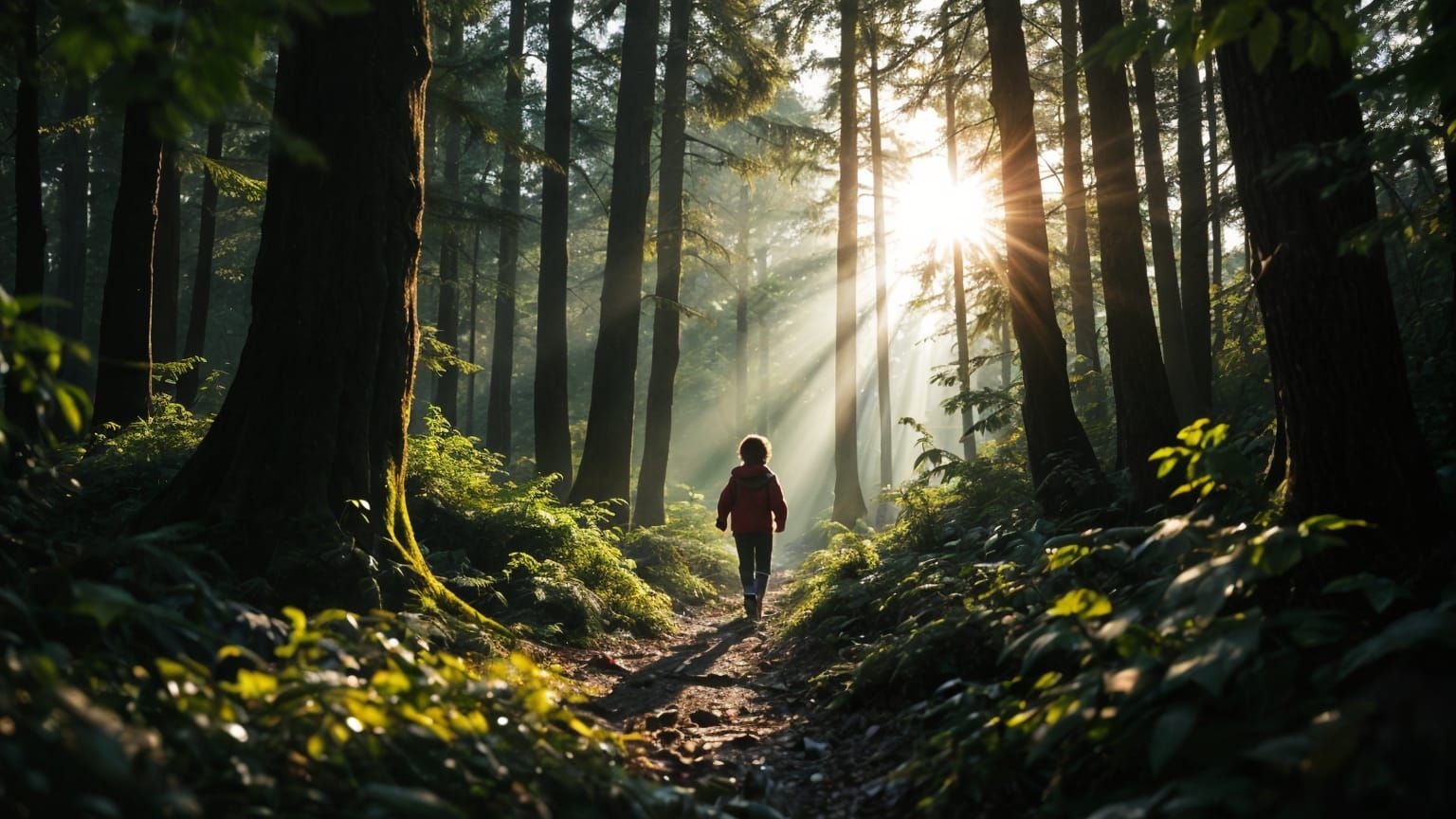 Children Chase Through Sunlit Woodland: Street Photography
