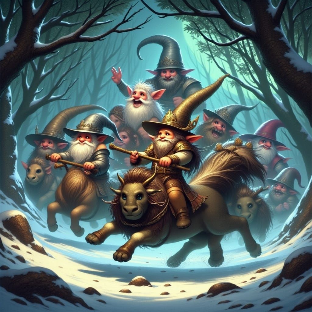 Island Warriors Leap in Joyful Fantasy Scene