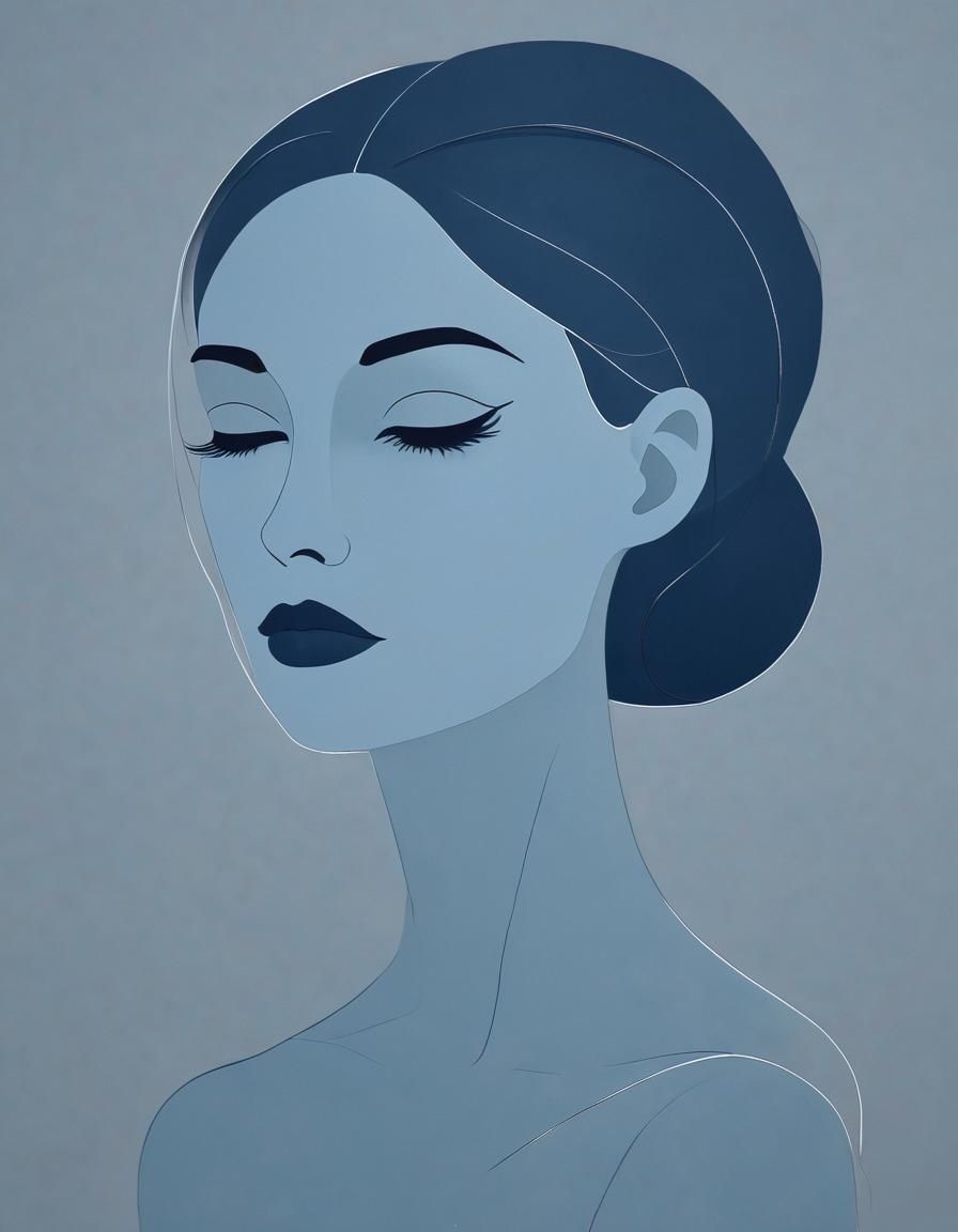 Elegant Abstract Portrait in Shades of Blue