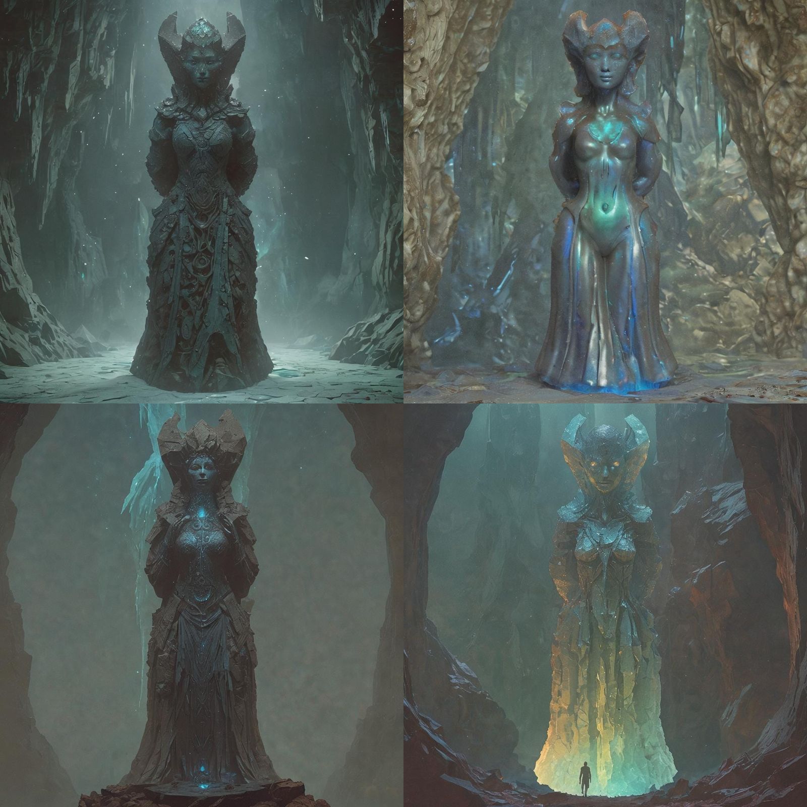 Surreal Crystal Monolith in an Asteroid Cave