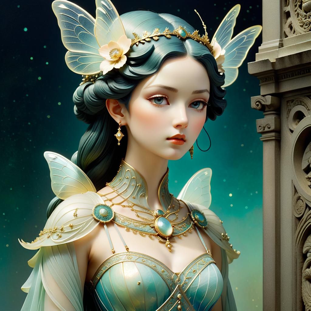 Neoclassical Sculpture of Serene Fairy Bust