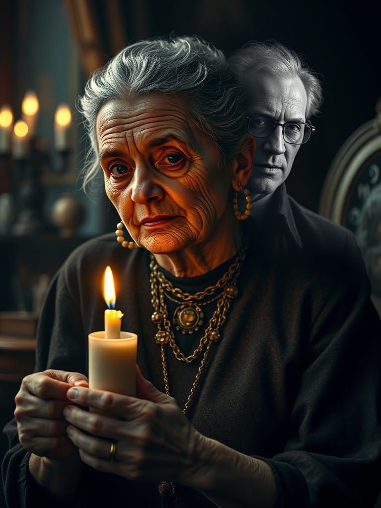 Ethereal Victorian Woman Surrounded by Mysterious Hyperreali...