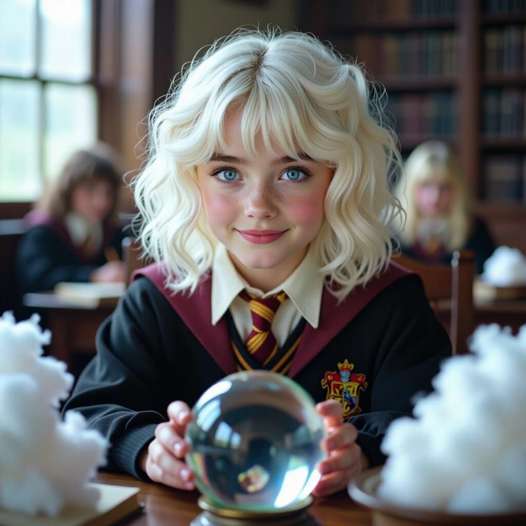 Hufflepuff Student Gazing into Crystal Ball