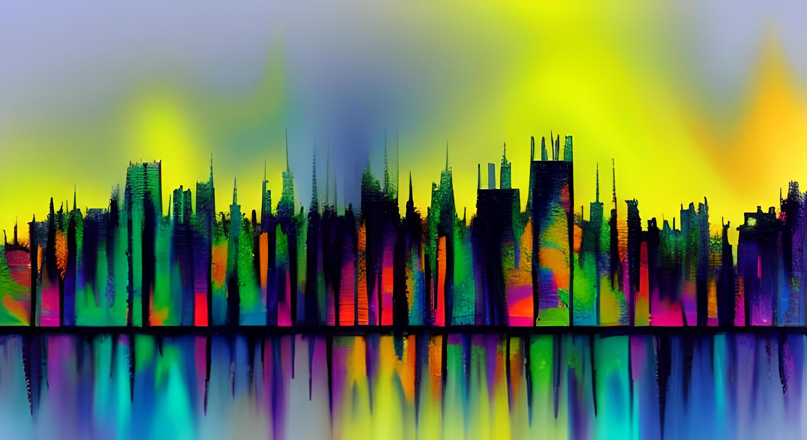 Urban landscape. fractal, Rothko style, iridescence, Mosaic,...