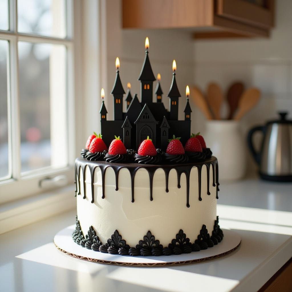 Gothic Cake Bathed in Early Morning Light