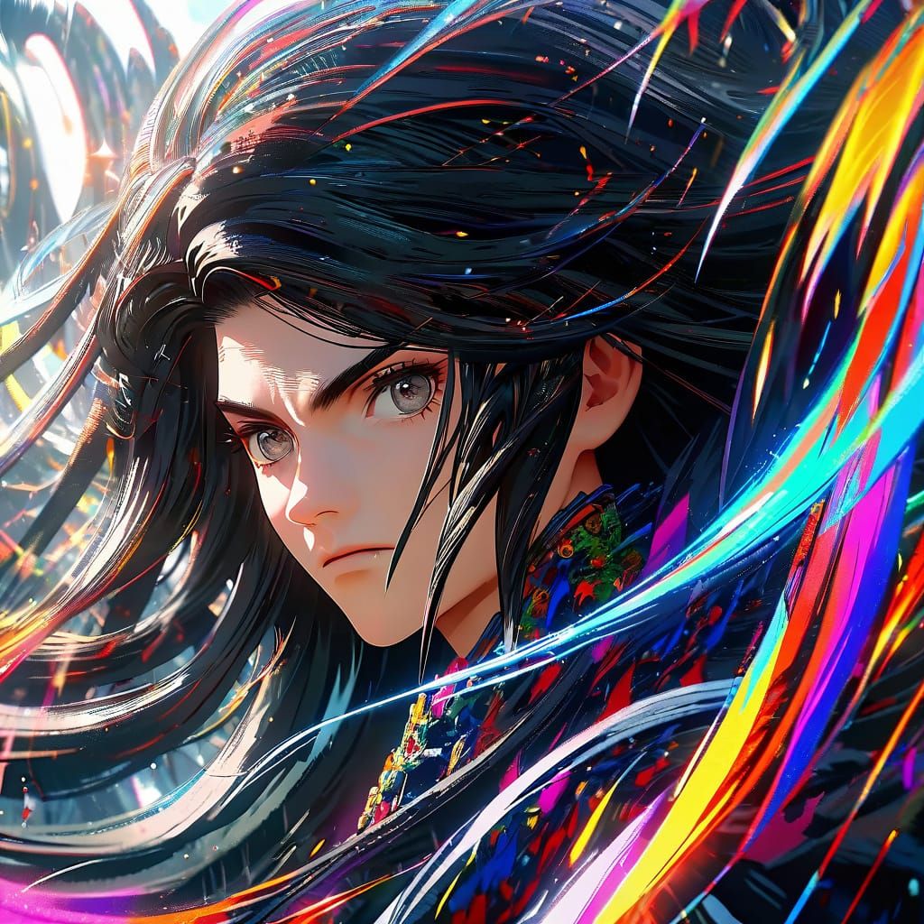 Serious Anime Lady Adventurer in Vibrant Digital Art