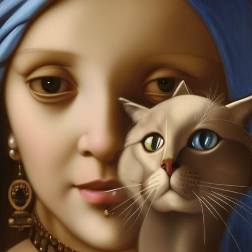 Anthropomorphic Cat as Mona Lisa, Detailed Portrait