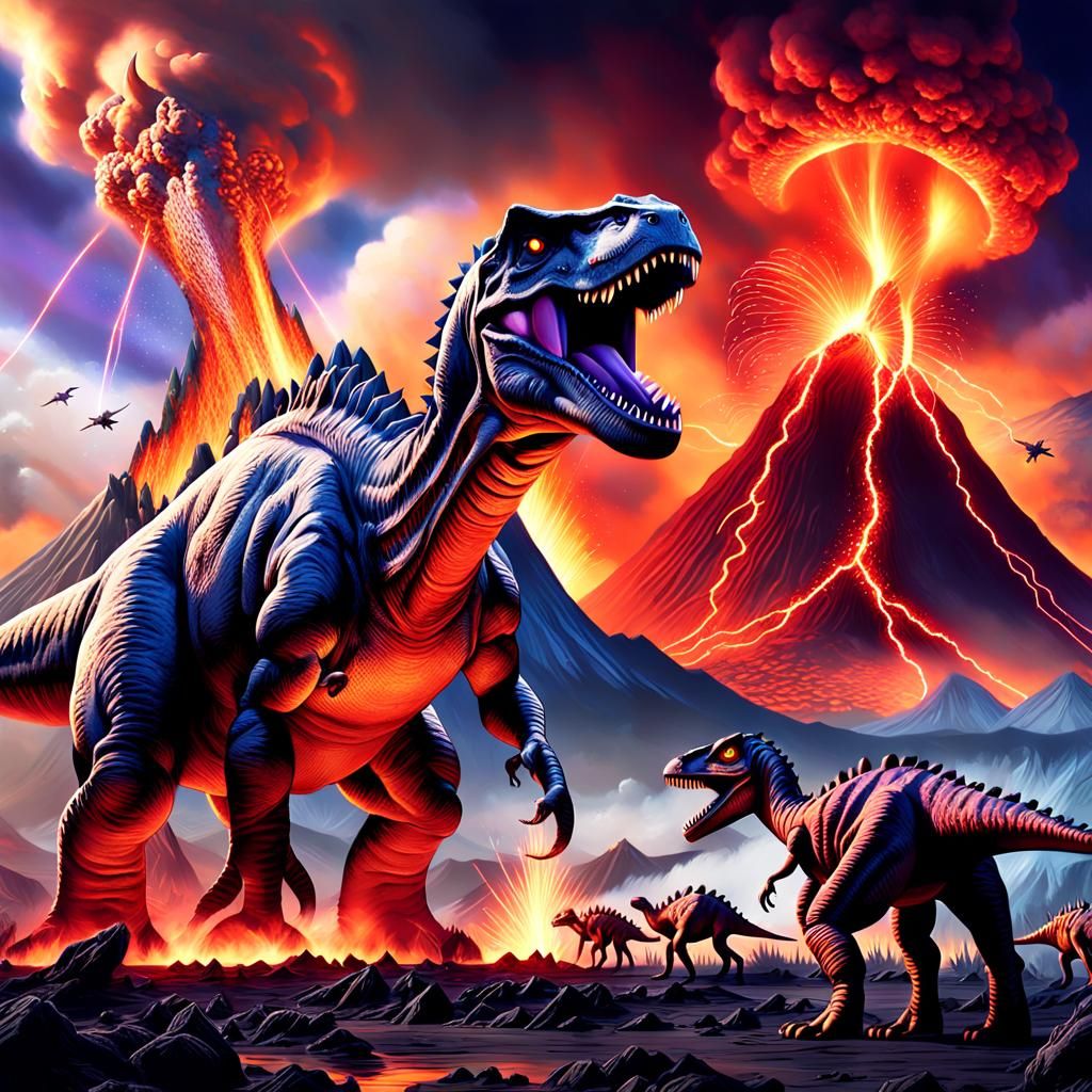 Dinosaurs Face Epic Apocalypse in Cinematic Film Style