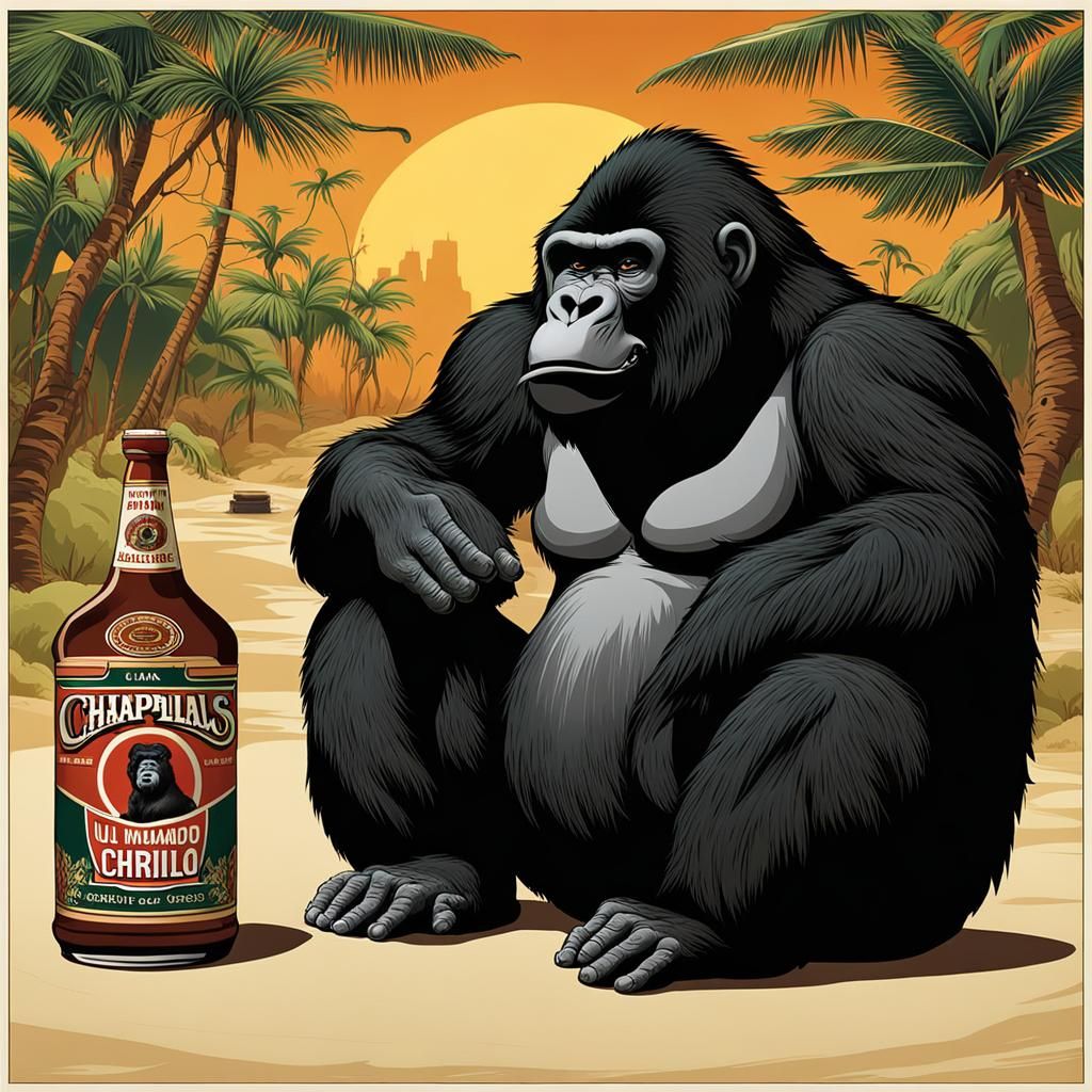 Gorillas Smoking Cigars in Graffiti Street Art Style