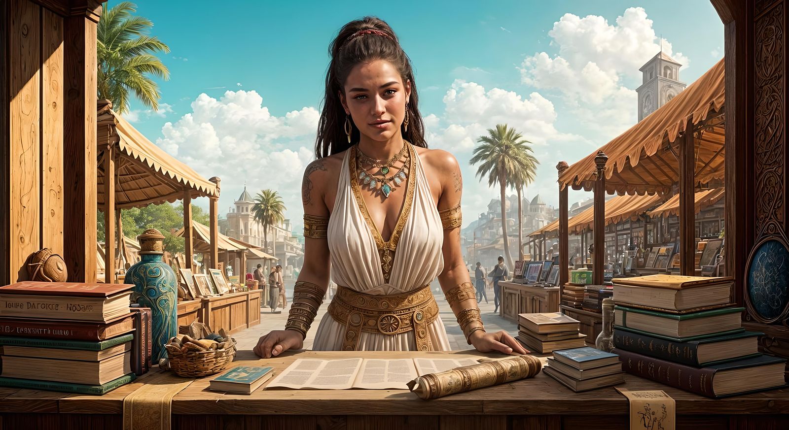 Fantasy Bazaar: Ebony Bookseller in Dark Medieval Style