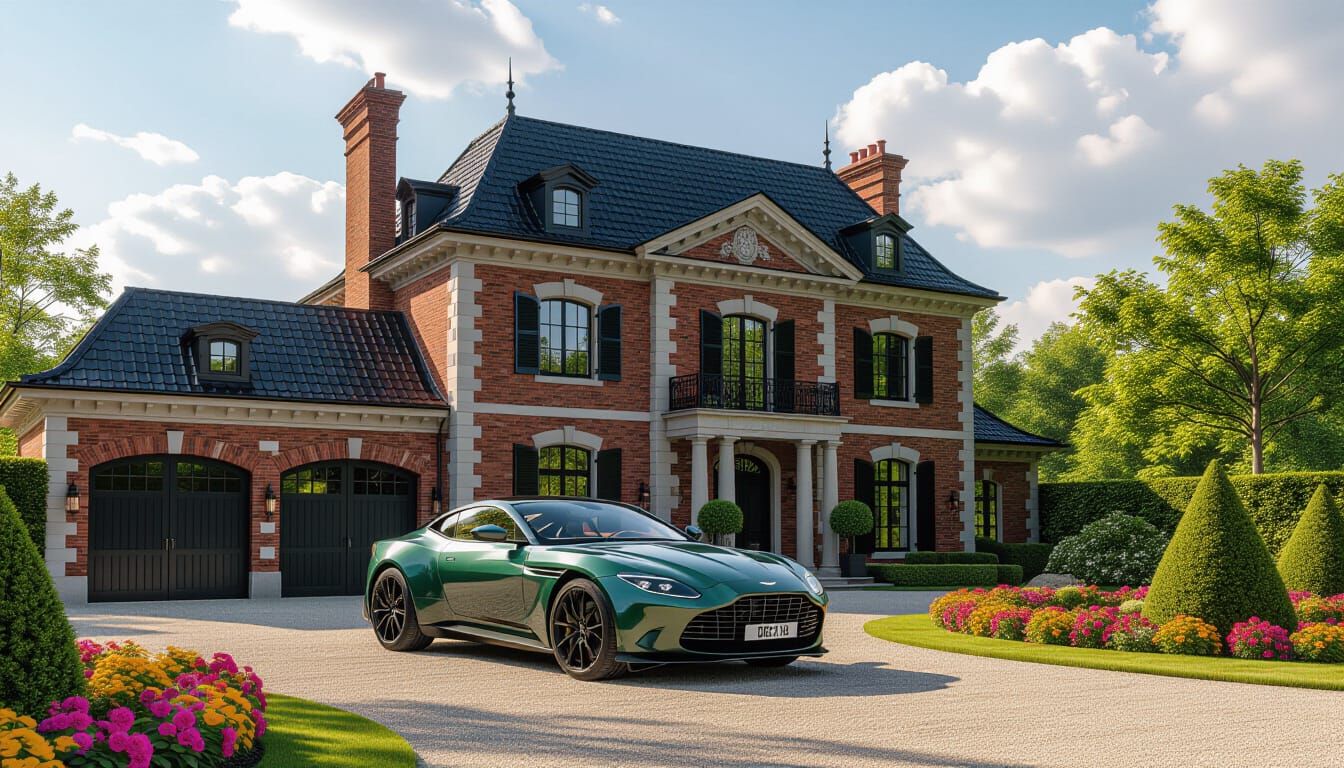Victorian Chateau with Aston Martin DBX in Golden Hour