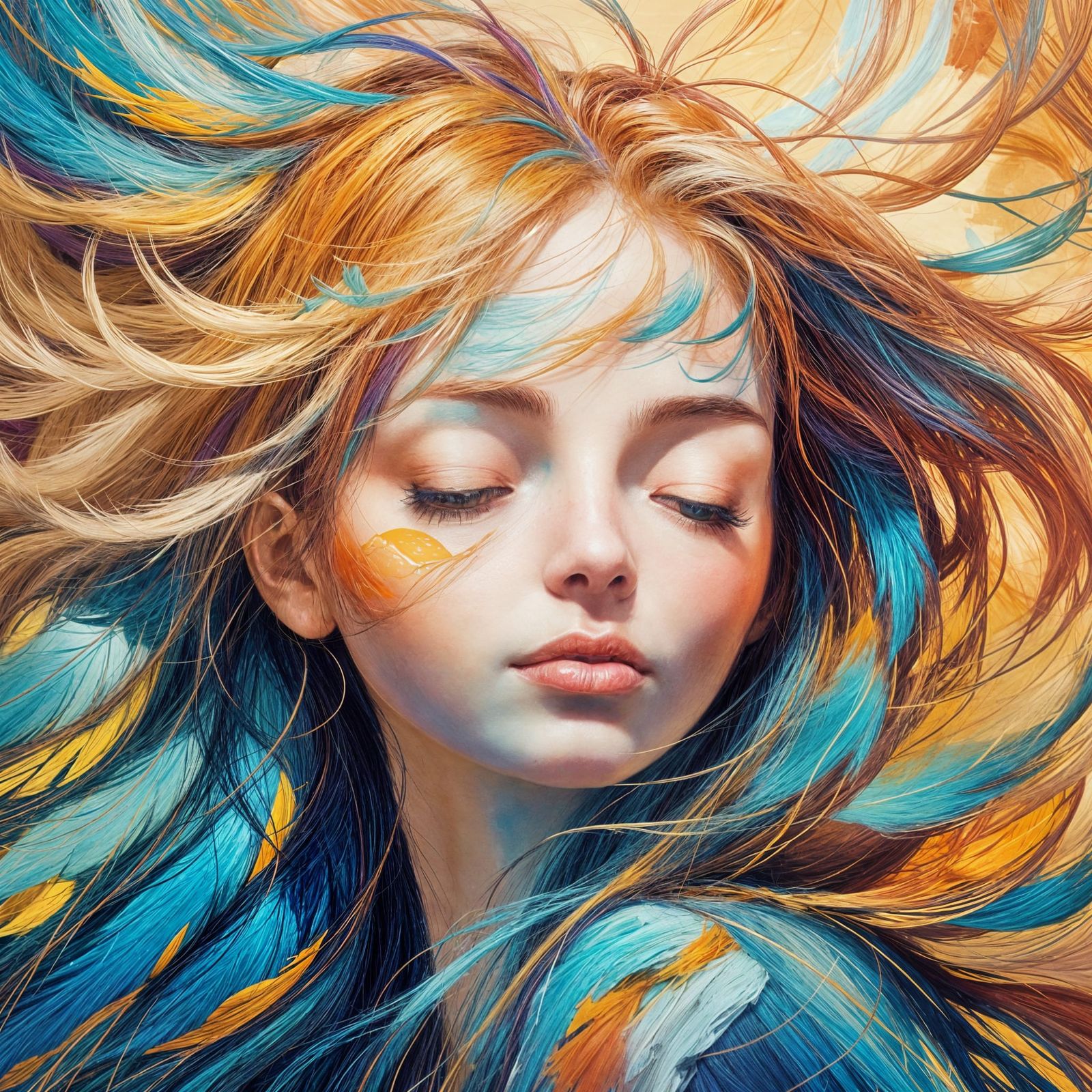 Abstract Portrait of a Girl with Fine Details