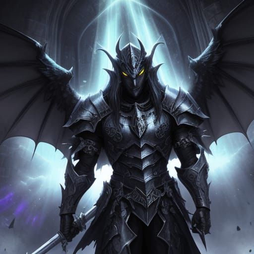 Dark Corrupted Gargoyle Angel in Paladin Armor