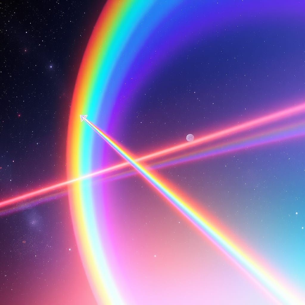 Holographic Rainbow Light Bending in Space