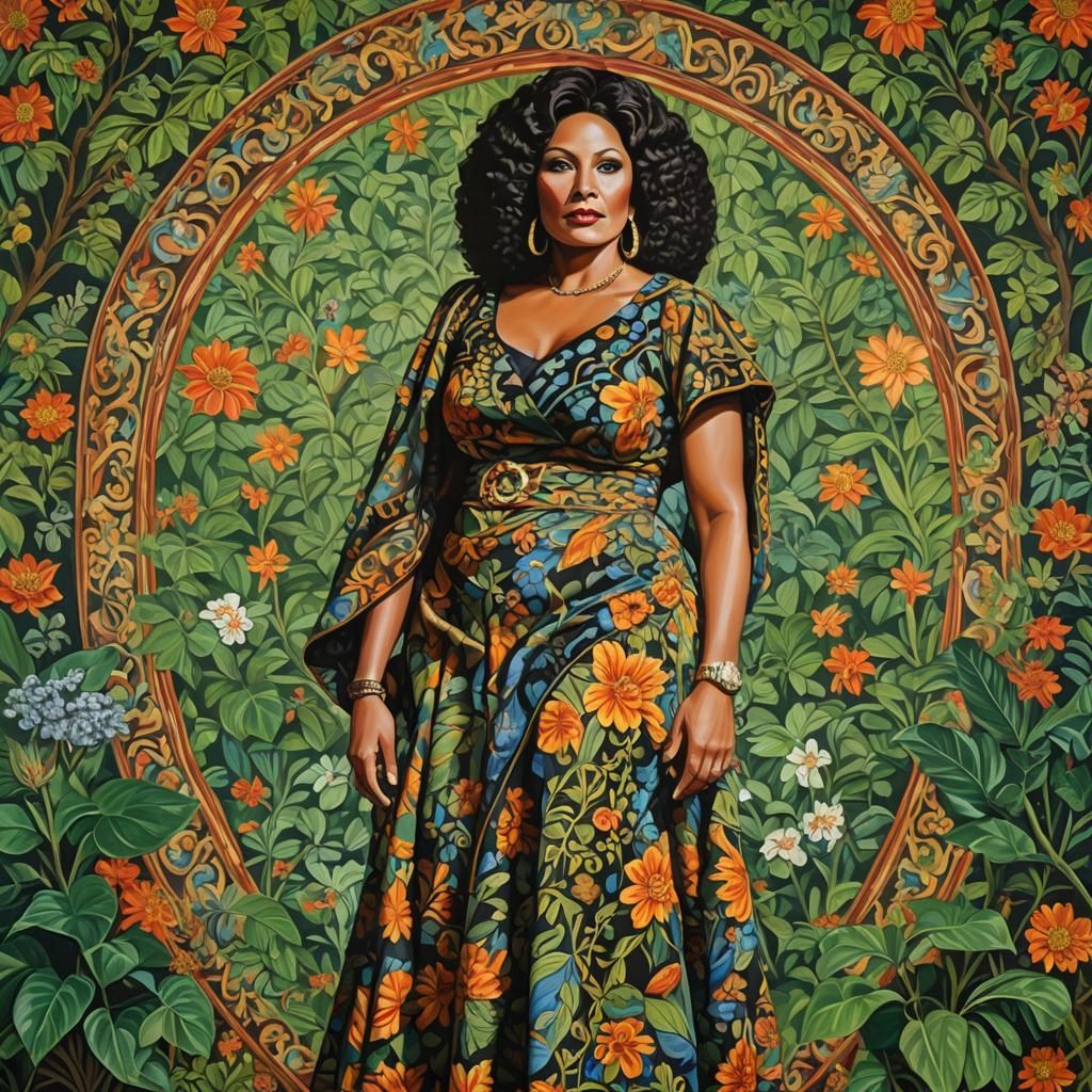 Elegant Portrait in Kehinde Wiley's Neo-Classical Style
