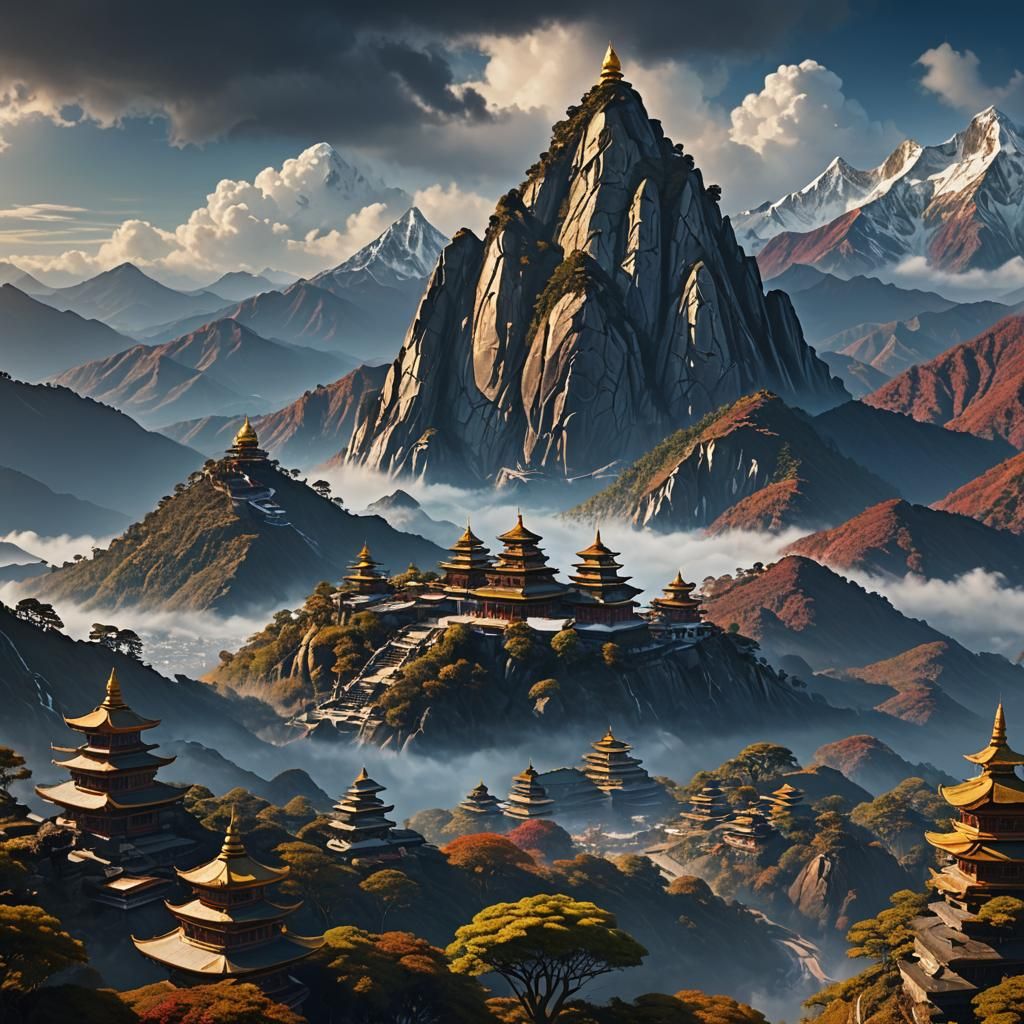 Sleeping Buddha Mountain Range in Deep Colors