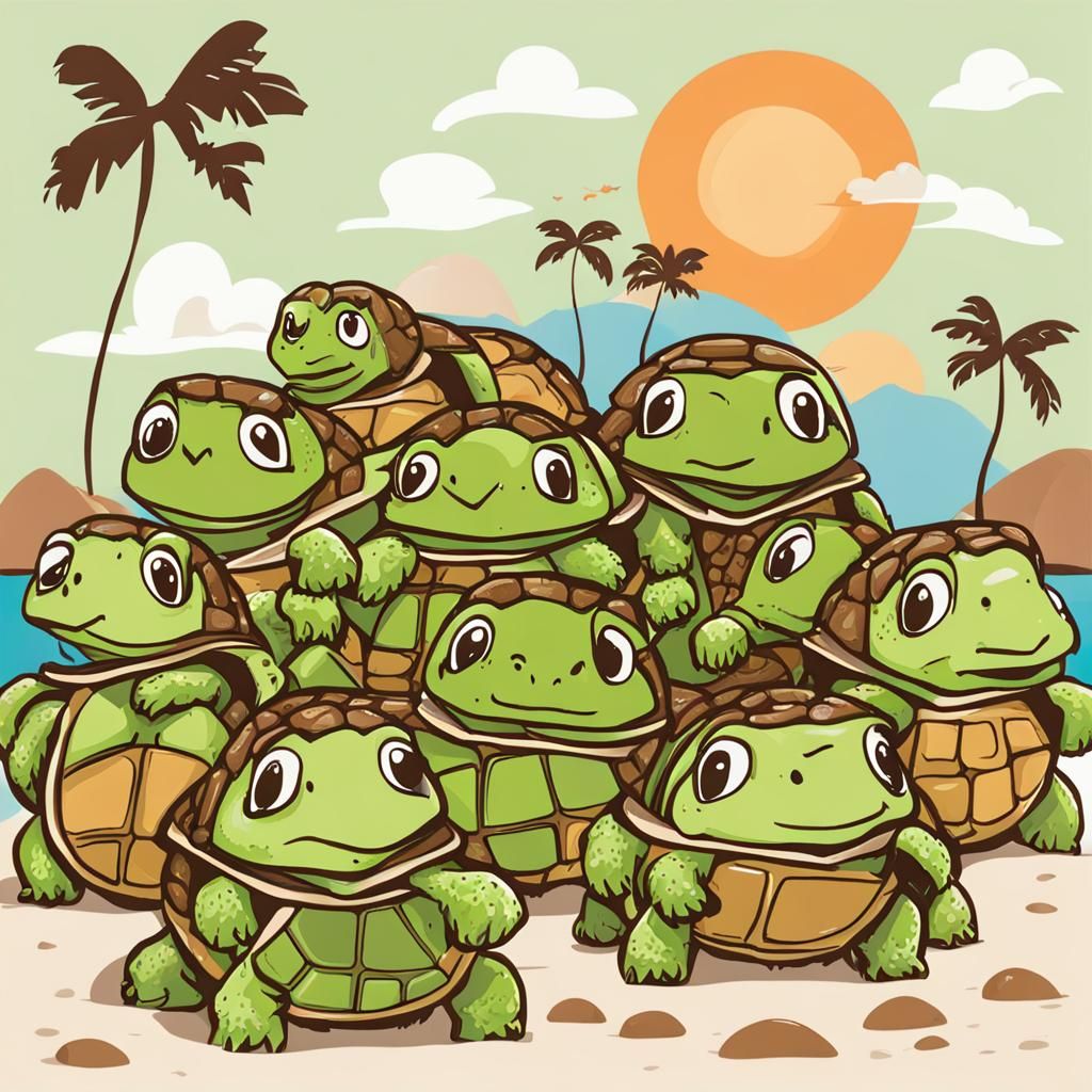 Kiwi-Shaped Turtles Generated by AI