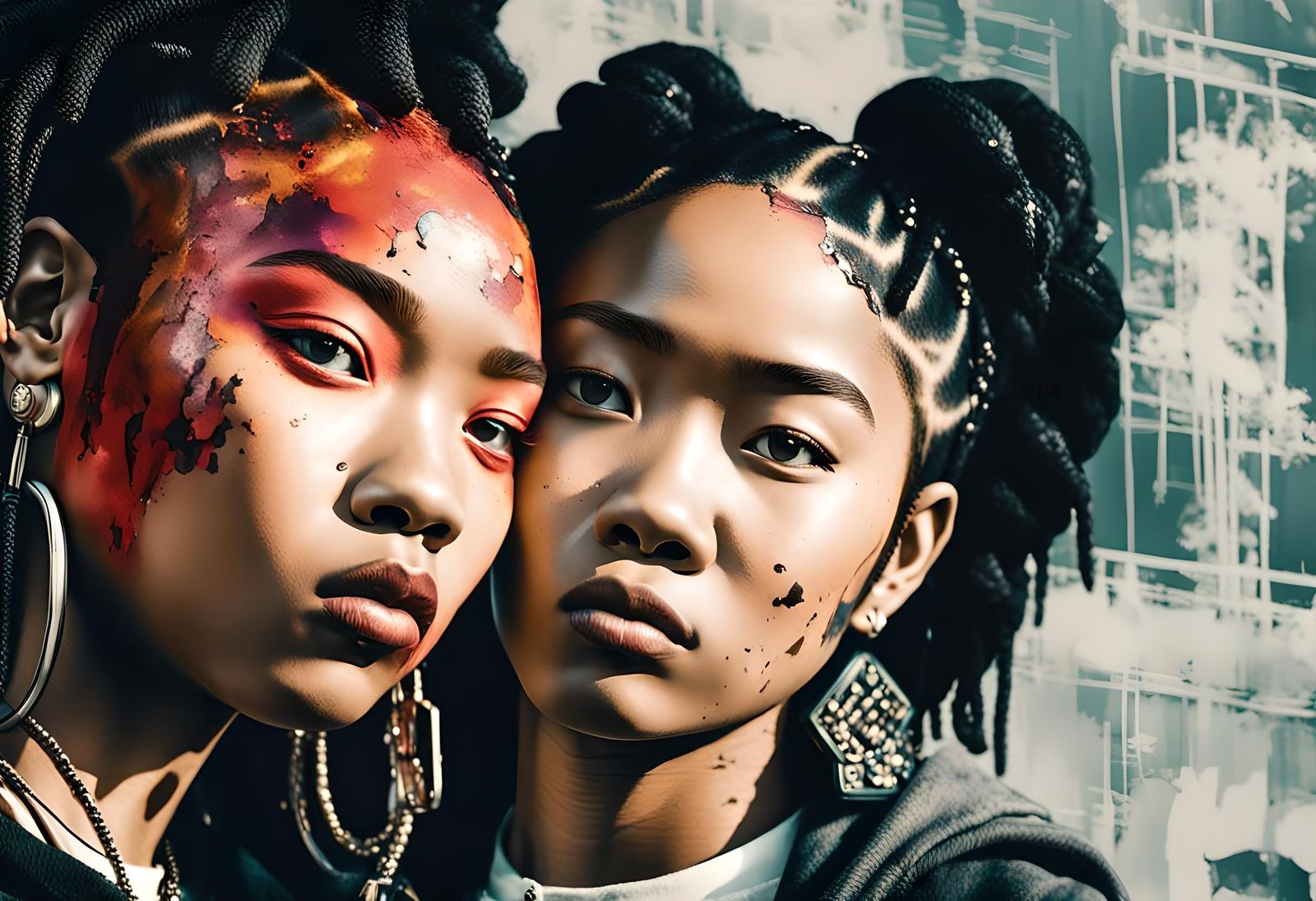 Gritty Hip Hop Portrait of Two Women