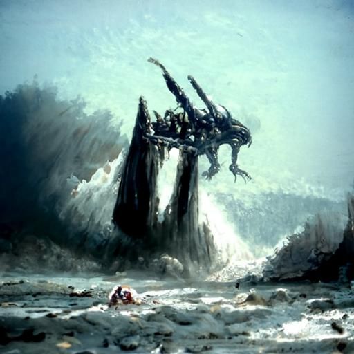 Alien Warship Crashing: A Dark Engraving