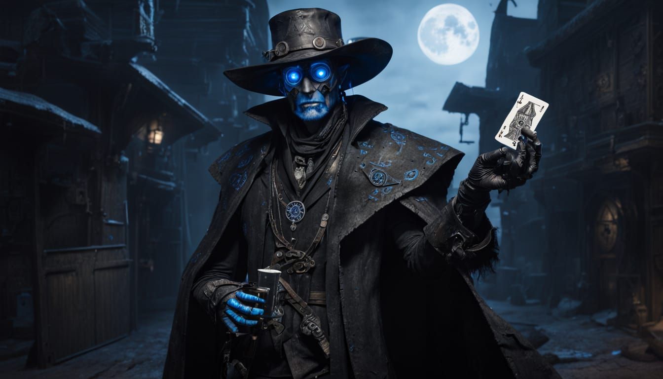 Forged Android Hunts in Medieval Slums Under Moonlight