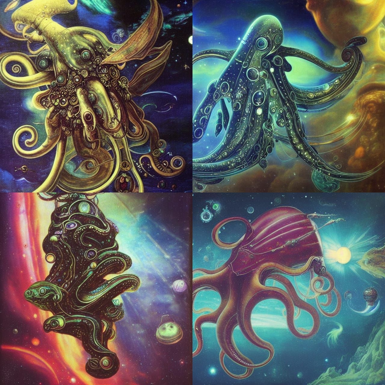 Technofantasy Cuttlefish Spaceship in Ethereal Space