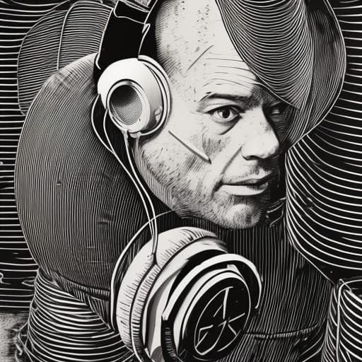 Megerle Working on Linocut Print in Shack