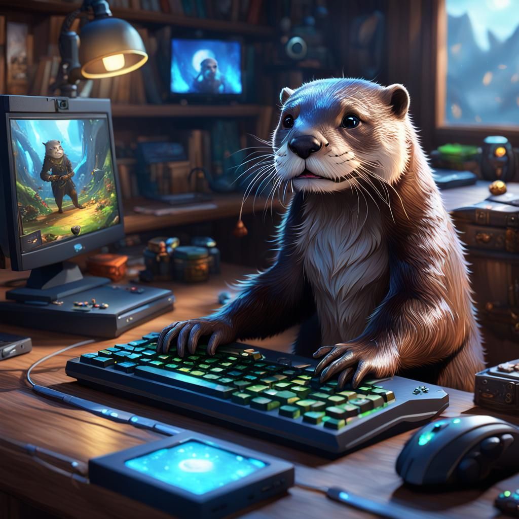 Otter Immersed in World of Warcraft: 3D Anime Art
