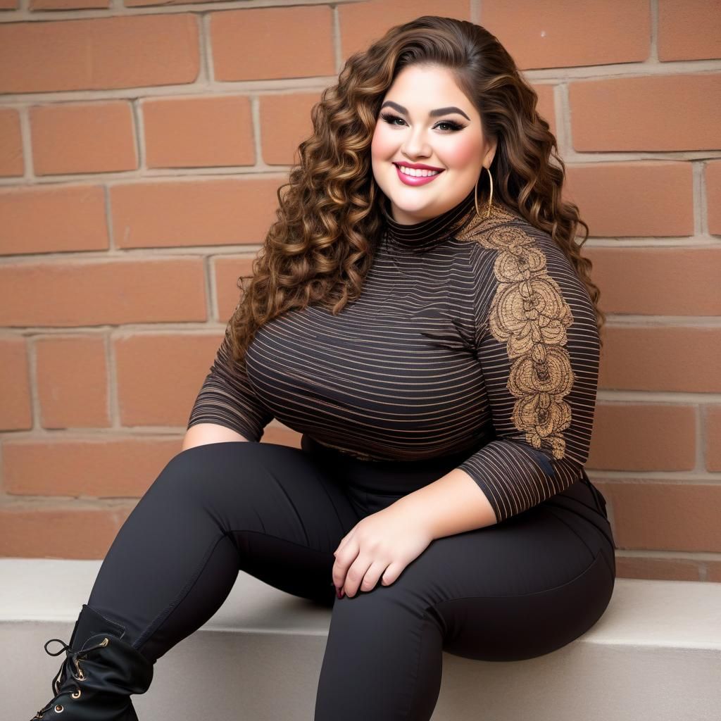 Curvy Plus Size Teacher with Elaborate Makeup
