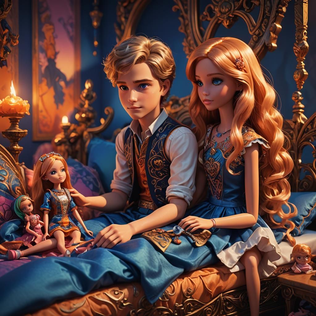 Fantasy Sibling Scene in Ornate Detail