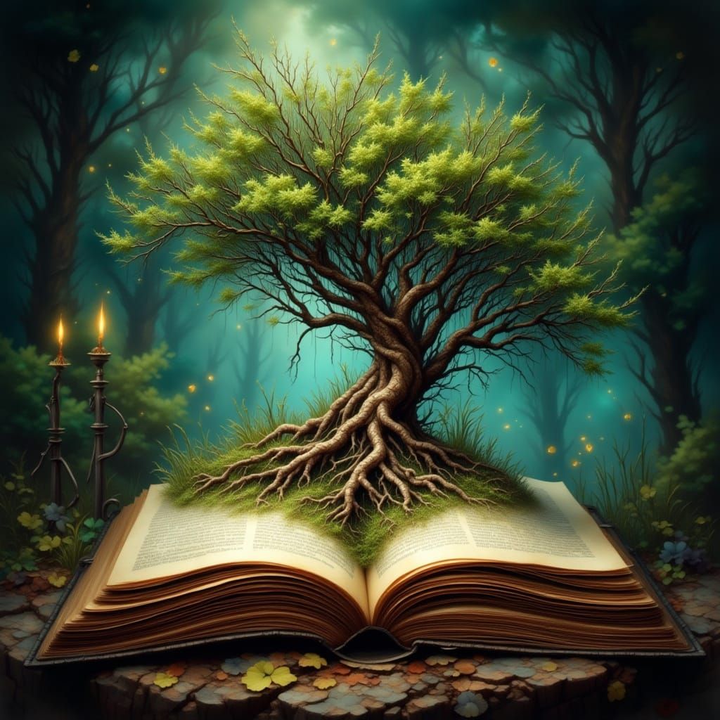 Ancient Tome Transforms Into Magical Forest Landscape