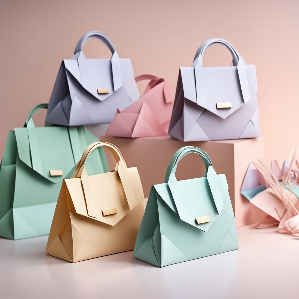 Cute Pastel Handbag in Origami Papercraft Style