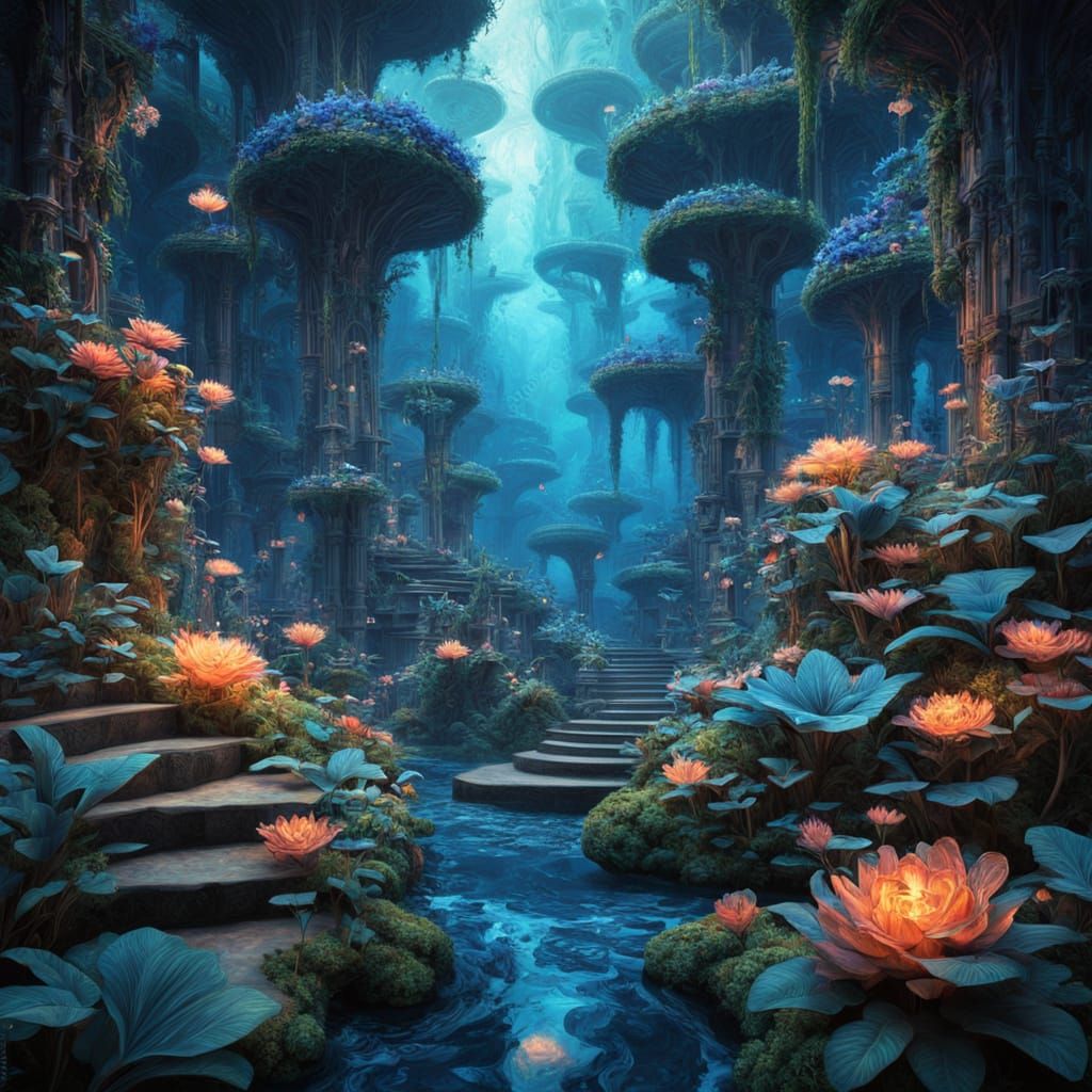 Ethereal Goddess in Vibrant Fantasy Realm