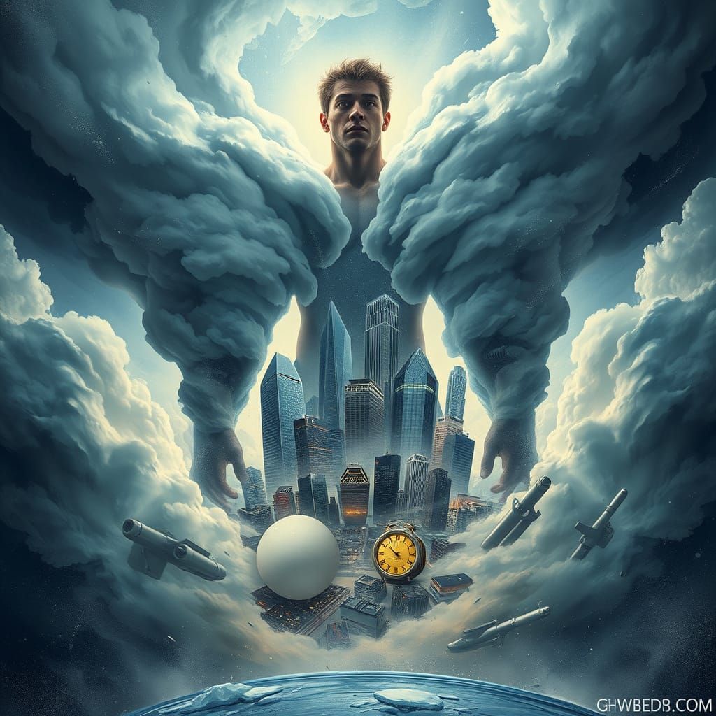 Mysterious Figure Blends with Cityscape in Turbulent Winter ...