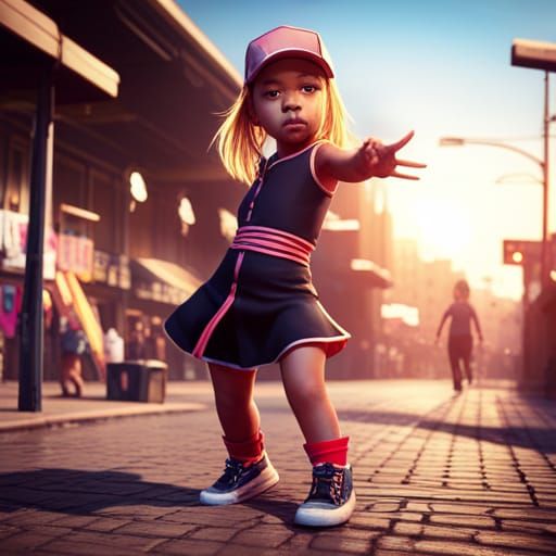 Baby Girl Dancing: Detailed Matte Painting