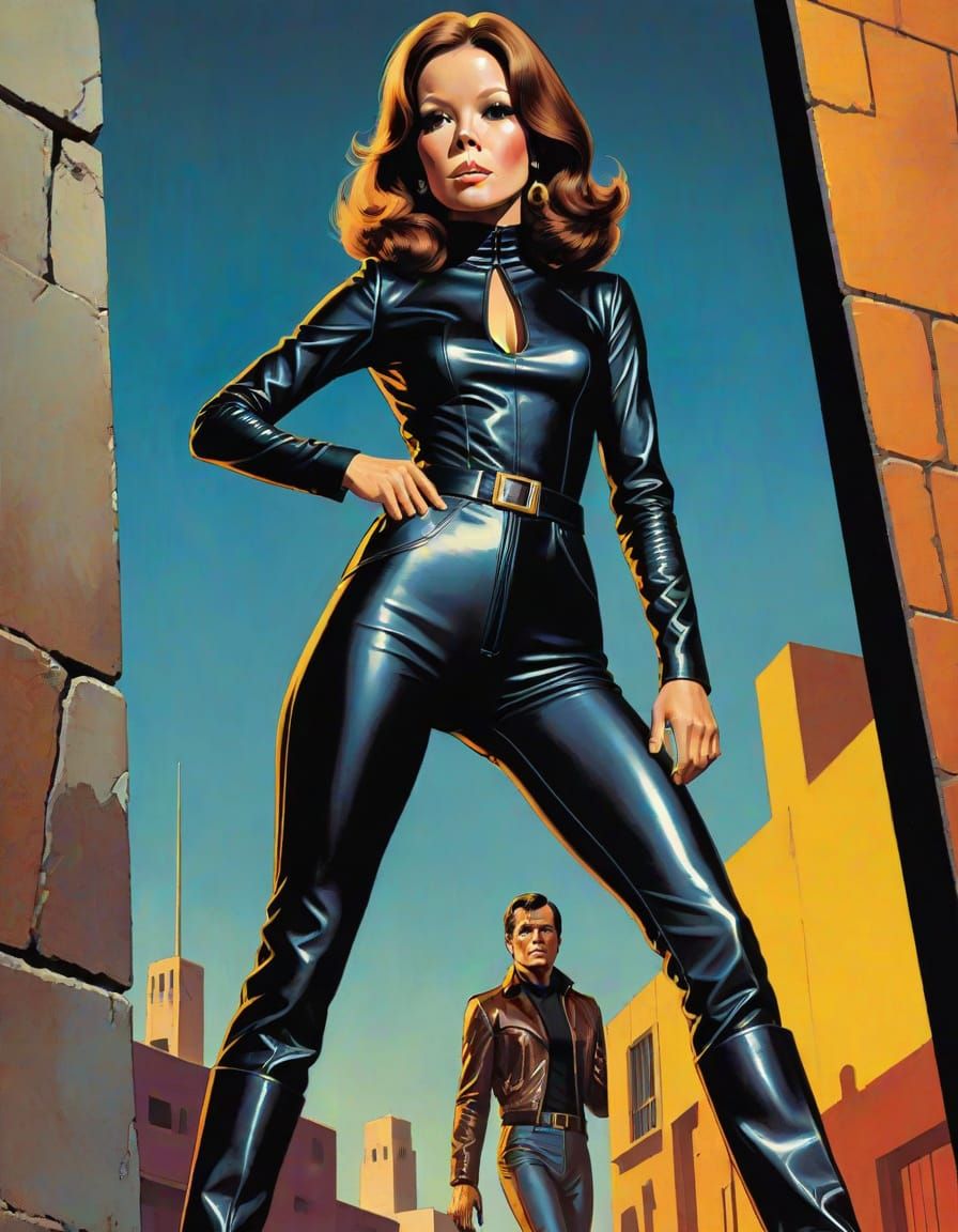 Pulp Magazine Cover: Emma Peel in Black Leather
