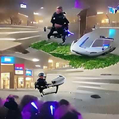 Hoverbike Chase in Cyberpunk Cityscape