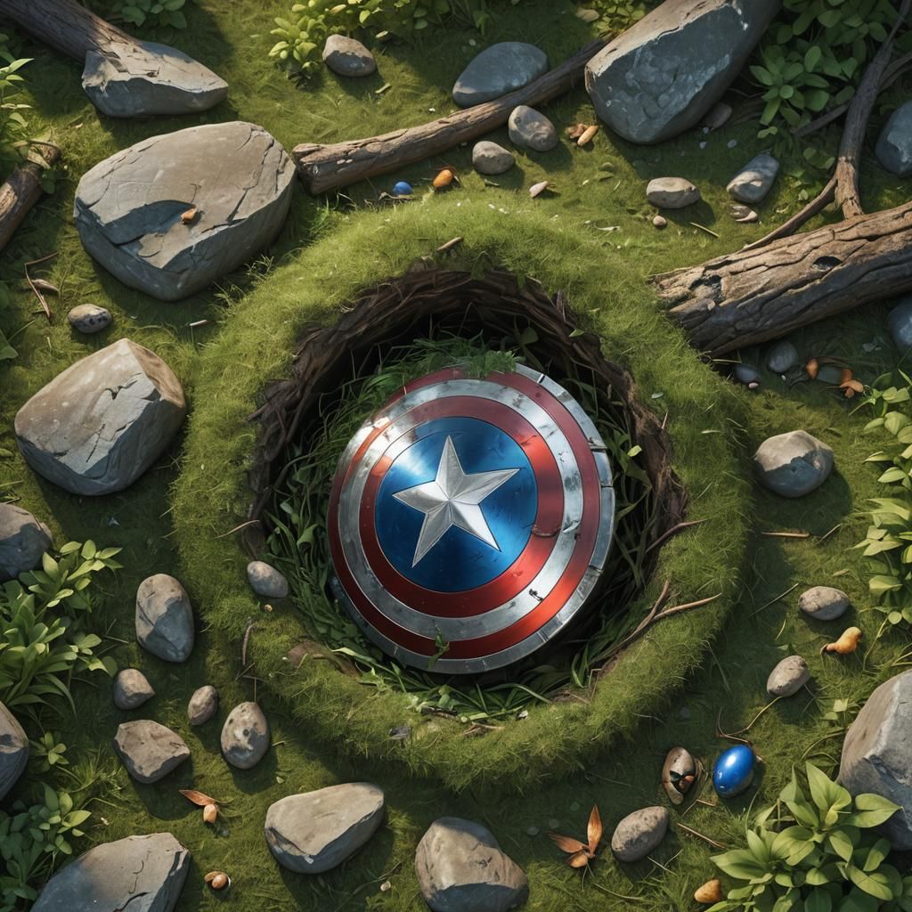 Captain America's Shield Nest: Detailed Fantasy Art