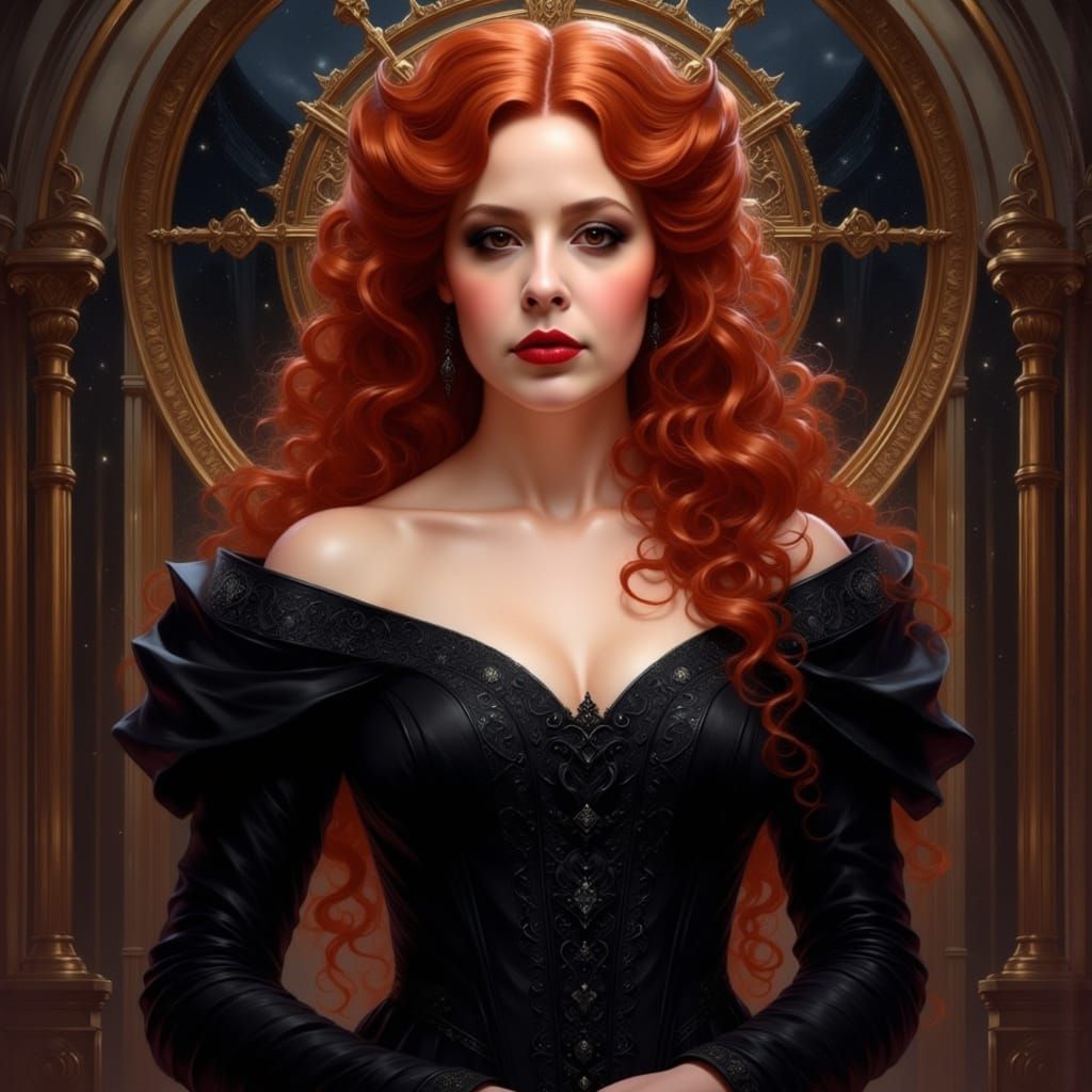 Ethereal Vampiress in a Cyberpunk-Inspired Gown