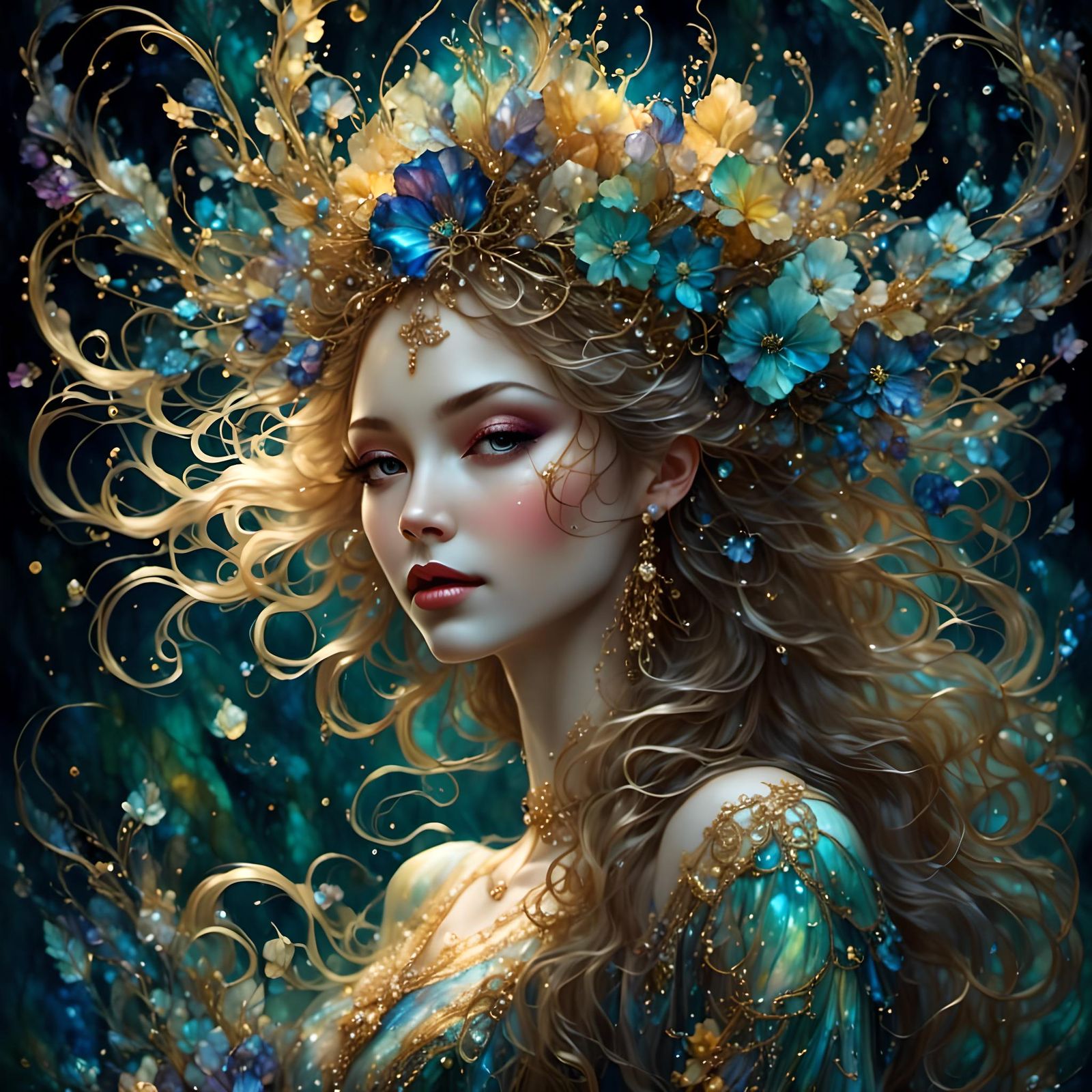 Fantasy Jazz Dancer in Ink and Glass Style