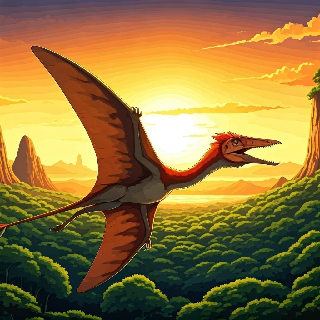 Majestic Quetzalcoatlus Soars Through Vibrant Prehistoric La...